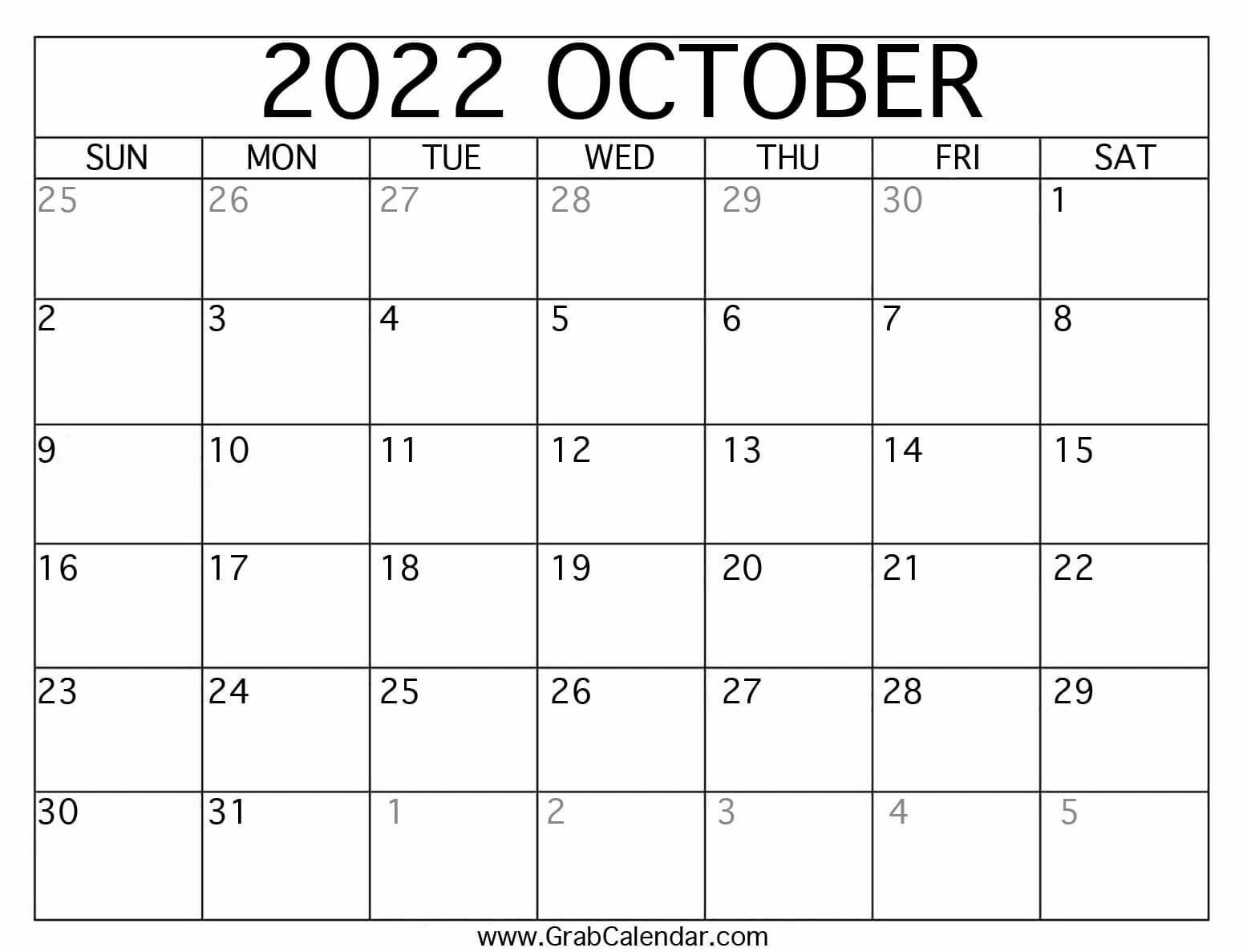 Avatar: October 2022 Calendar