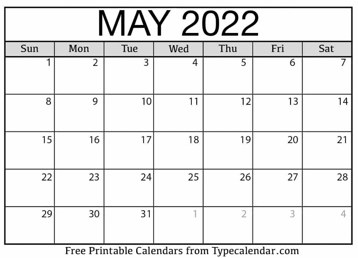 Avatar: May 2022 Calendar Printable