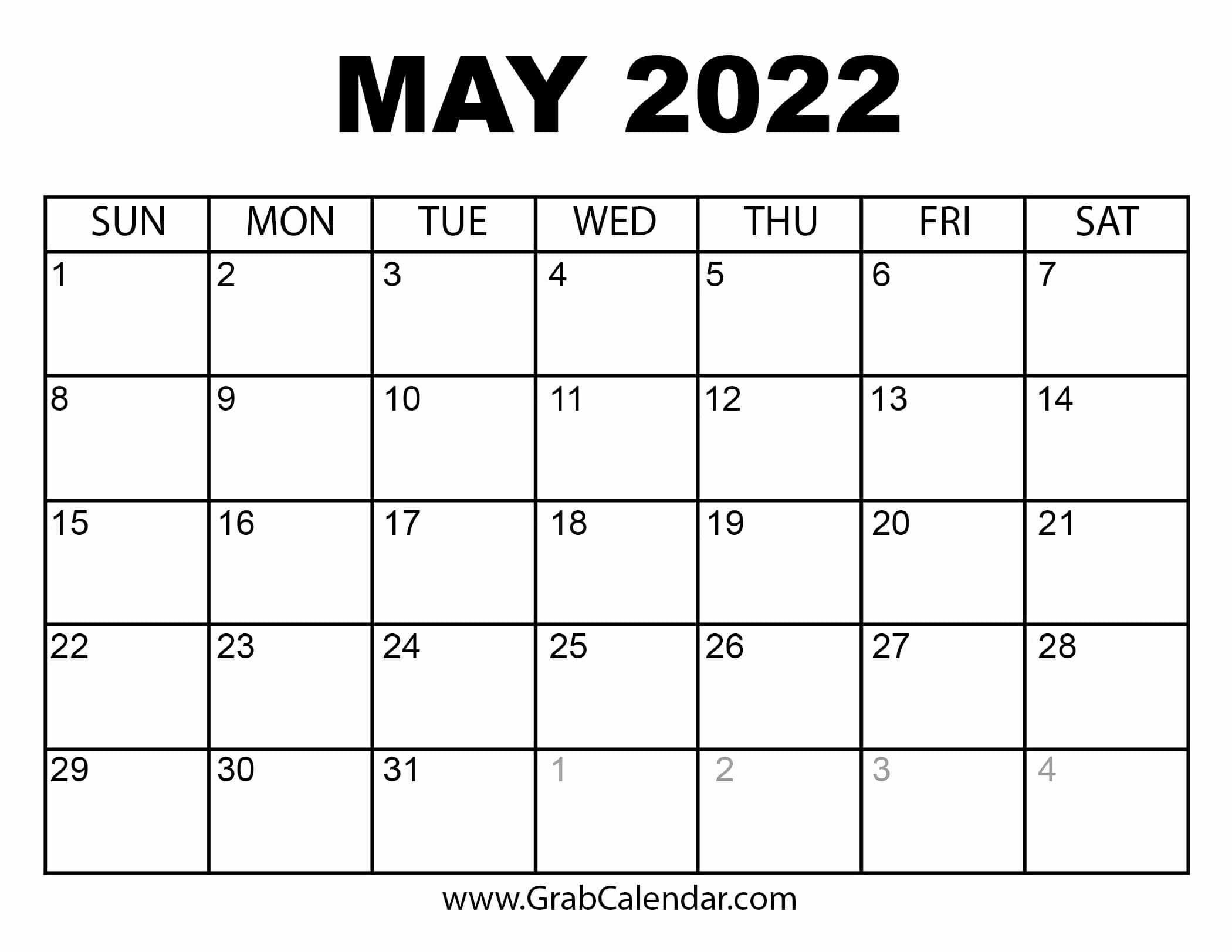 Avatar: May 2022 Calendar