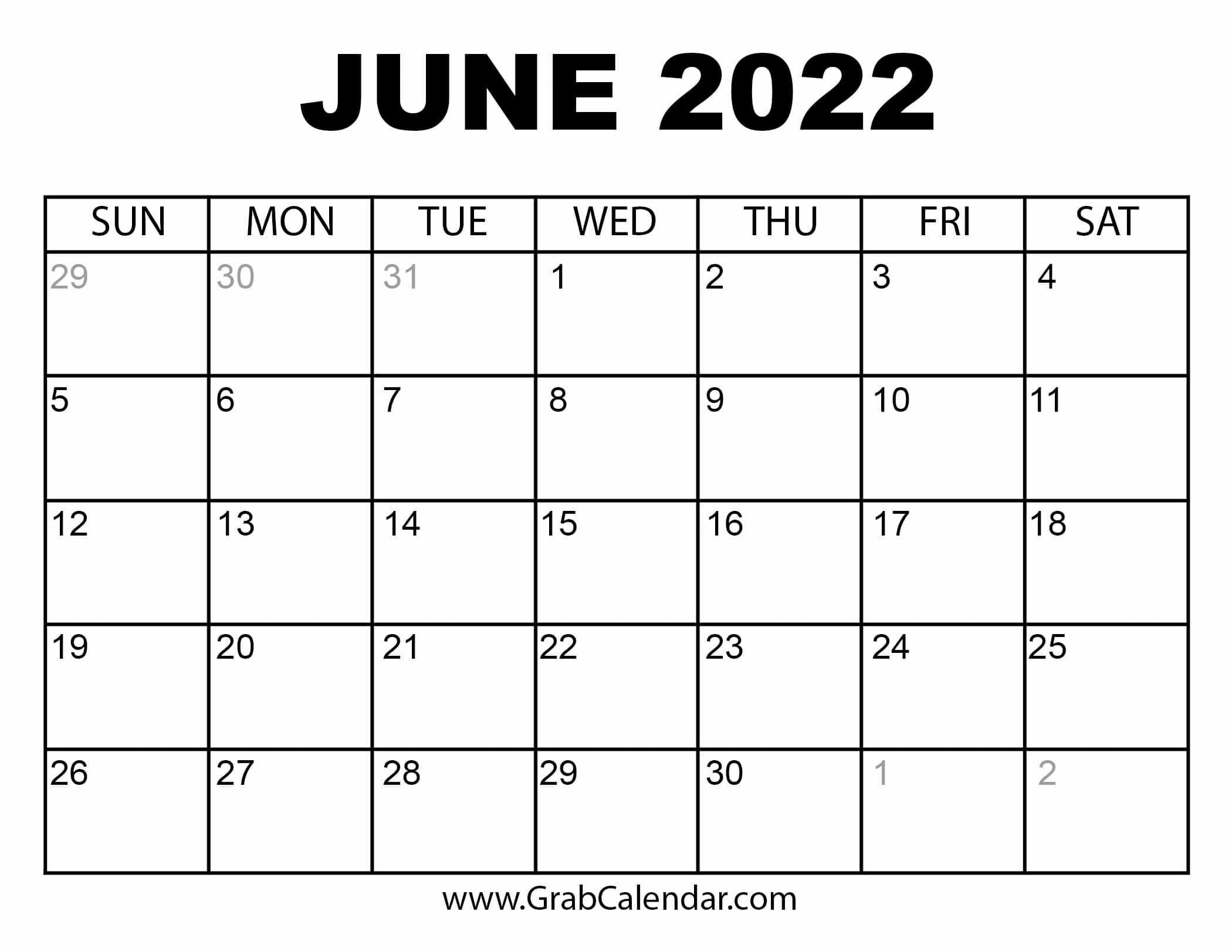 Avatar: June 2022 Calendar