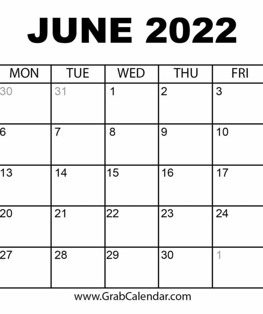 avatar June 2022 Calendar